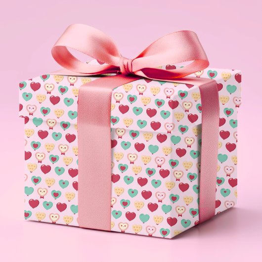 Niedliche Farbenfrohe Moderne Liebe Herzmuster Geschenkpapier