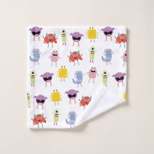 Niedliche farbenfrohe Monster Funny Kids Children Badhandtuch Set (Waschlappen)