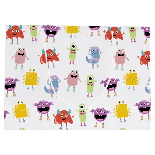 Niedliche farbenfrohe Monster Funny Kids Children Große Geschenktüte (Rückseite)