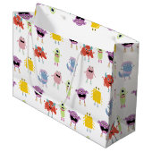Niedliche farbenfrohe Monster Funny Kids Children  Große Geschenktüte (Vorderseite Schrägansicht)