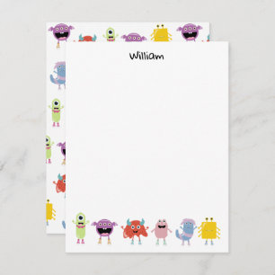 Niedliche farbenfrohe Monster Funny Kids Children Mitteilungskarte