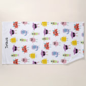Niedliche farbenfrohe Monster Funny Kids Children Strandtuch (Vorderseite)