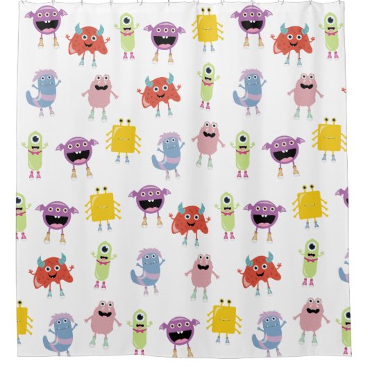 Niedliche farbenfrohe Monster Funny Kids Pattern Duschvorhang (Vorderseite)