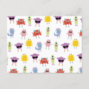 Niedliche farbenfrohe Monster Funny Kids Pattern Feiertagspostkarte