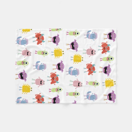 Niedliche farbenfrohe Monster Funny Kids Pattern Fleecedecke (Vorderseite (Horizontal))