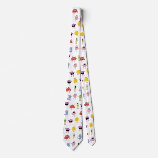 Niedliche farbenfrohe Monster Funny Kids Pattern Krawatte (Vorderseite)
