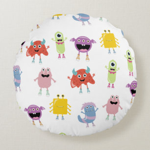 Niedliche farbenfrohe Monster Funny Kids Pattern Rundes Kissen