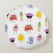Niedliche farbenfrohe Monster Funny Kids Pattern Rundes Kissen (Rückseite)