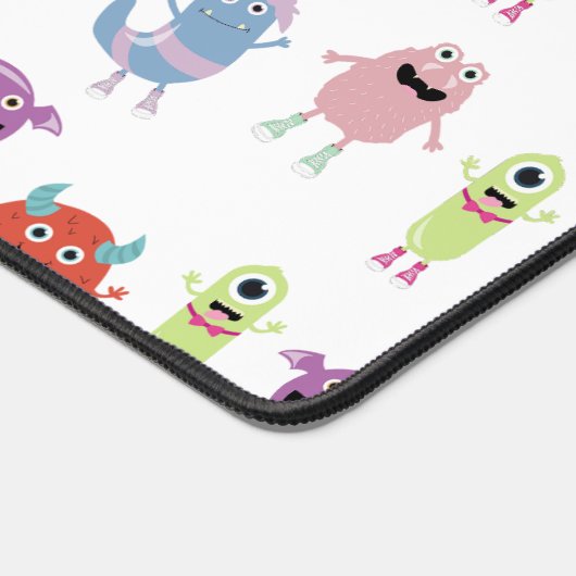 Niedliche farbenfrohe Monster Funny Kids Pattern Schreibtischunterlage (Ecke)