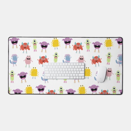 Niedliche farbenfrohe Monster Funny Kids Pattern Schreibtischunterlage (Tastatur & Maus)