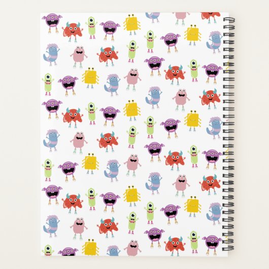 Niedliche farbenfrohe Monster Funny Kids Pattern T Planer (Rückseite)