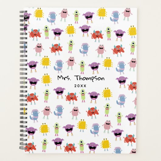 Niedliche farbenfrohe Monster Funny Kids Pattern T Planer (Vorderseite)