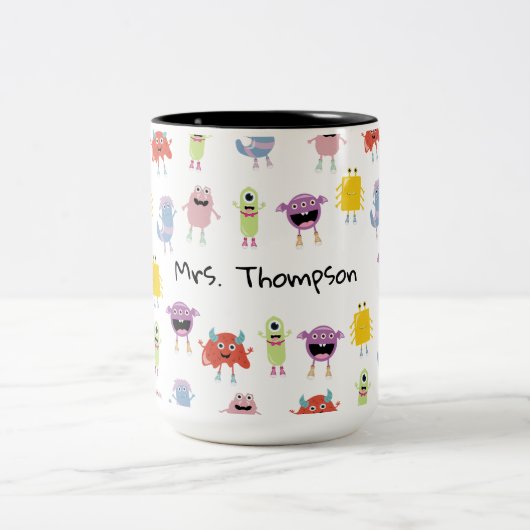 Niedliche farbenfrohe Monster Funny Kids Pattern T Zweifarbige Tasse (Mittel)