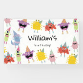 Niedliche farbenfrohe Monster Funny Kindergeburtst Banner (Horizontal)
