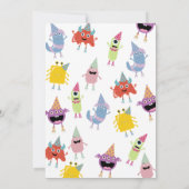 Niedliche farbenfrohe Monster Funny Kindergeburtst Einladung (Rückseite)