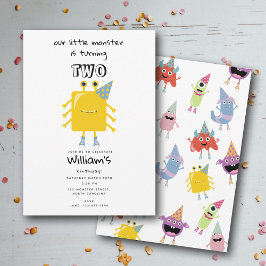 Niedliche farbenfrohe Monster Funny Kindergeburtst Einladung