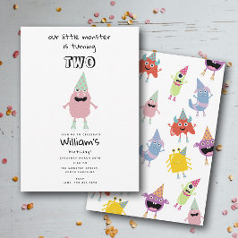Niedliche farbenfrohe Monster Funny Kindergeburtst Einladung