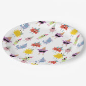 Niedliche farbenfrohe Monster Funny Kindergeburtst Pappteller (Schrägansicht)