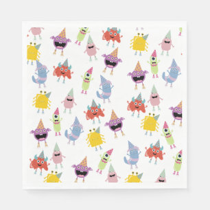 Niedliche farbenfrohe Monster Funny Kindergeburtst Serviette