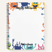 Niedliche farbenfrohe Monster glückliches Hallowee Notizblock (Vorderseite)