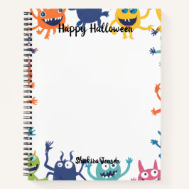 Niedliche farbenfrohe Monster glückliches Hallowee Notizblock