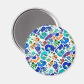 Niedliche farbenfrohe Monster sehen sich Mustern g Magnet (Vorderseite/Rückseite)