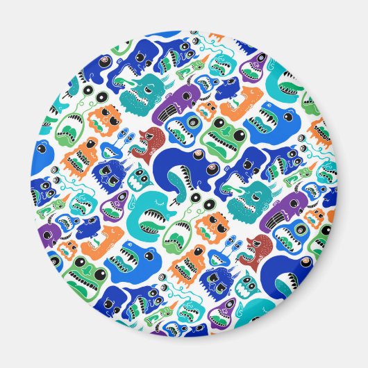 Niedliche farbenfrohe Monster sehen sich Mustern g Magnet (Vorne)