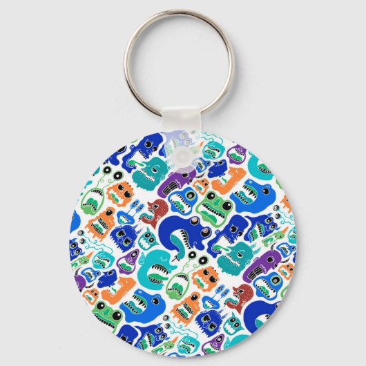 Niedliche farbenfrohe Monster sehen sich Mustern g Schlüsselanhänger (Vorderseite)