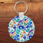 Niedliche farbenfrohe Monster sehen sich Mustern g Schlüsselanhänger (Vorderseite)