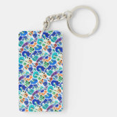 Niedliche farbenfrohe Monster sehen sich Mustern g Schlüsselanhänger (Rückseite)