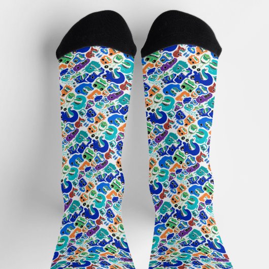Niedliche farbenfrohe Monster sehen sich Mustern g Socken (Oben)