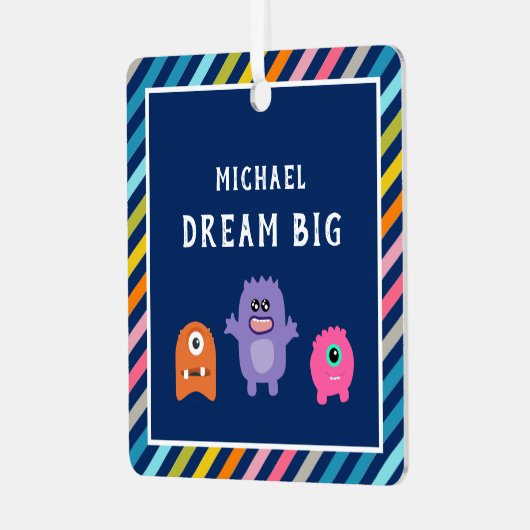 Niedliche farbenfrohe Monster Traumhaft Grosses Ki Ornament Aus Metall (Vorderseite links)