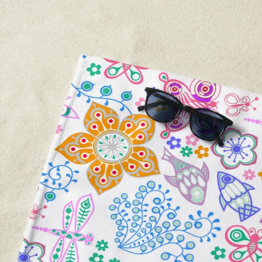 Niedliche farbenfrohe, nahtlose Blumenmuster Strandtuch (Beispiel)