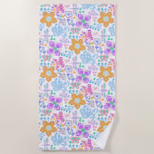 Niedliche farbenfrohe, nahtlose Blumenmuster Strandtuch (Vorderseite)
