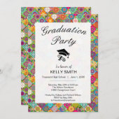 Niedliche farbenfrohe, nahtlose Dekorationsparty Einladung (Vorne/Hinten)