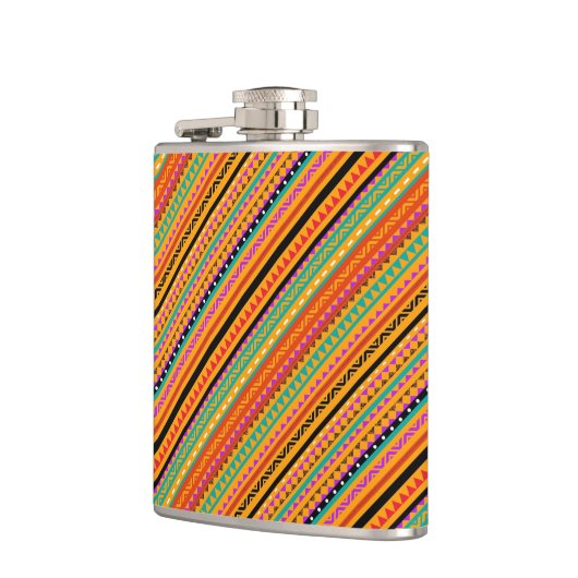 Niedliche, farbenfrohe, native Aztec-Muster Flachmann (Links)