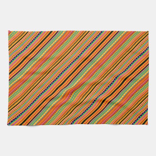 Niedliche, farbenfrohe, native Aztec-Muster Geschirrtuch (Horizontal)