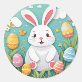 Niedliche farbenfrohe Ostergeblasene Eier Rundkleb Runder Aufkleber