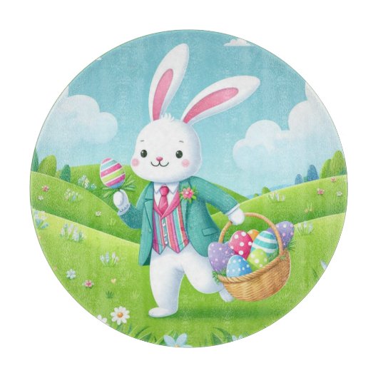 Niedliche, farbenfrohe Osterhase Schneidebrett (Vorderseite)