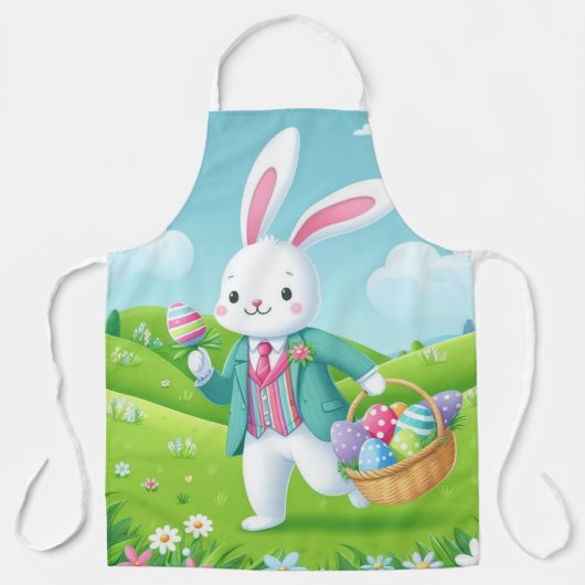 Niedliche, farbenfrohe Osterhase Schürze (Vorderseite)