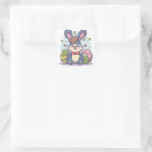 Niedliche farbenfrohe Ostern Bunny Eggs Square Sti Quadratischer Aufkleber (Tasche)