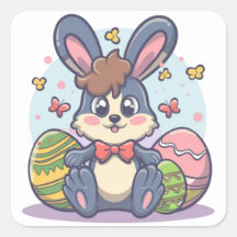 Niedliche farbenfrohe Ostern Bunny Eggs Square Sti