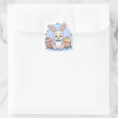 Niedliche farbenfrohe Ostern Bunny Eggs Square Sti Quadratischer Aufkleber (Tasche)
