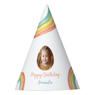 Niedliche farbenfrohe Pastel Rainbow Girls Foto Ge Partyhütchen