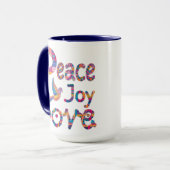 Niedliche farbenfrohe Peace Liebe Freuen Sie sich Tasse (Vorderseite Links)