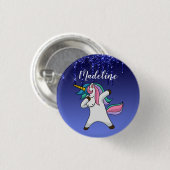 Niedliche Farbenfrohe Personalisierte Einhorn Button (Vorne & Hinten)