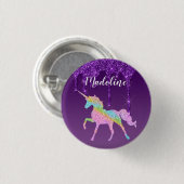 Niedliche Farbenfrohe Personalisierte Einhorn Button (Vorne & Hinten)