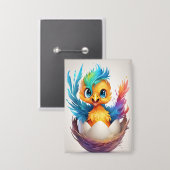 Niedliche Farbenfrohe Phoenix-Schläge Button (Vorderseite/Rückseite)