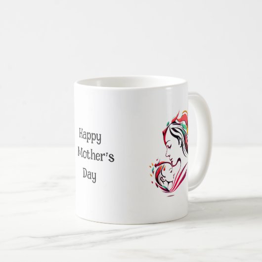 Niedliche farbenfrohe Pictoral glückliche Mutter T Kaffeetasse (VorderseiteRechts)