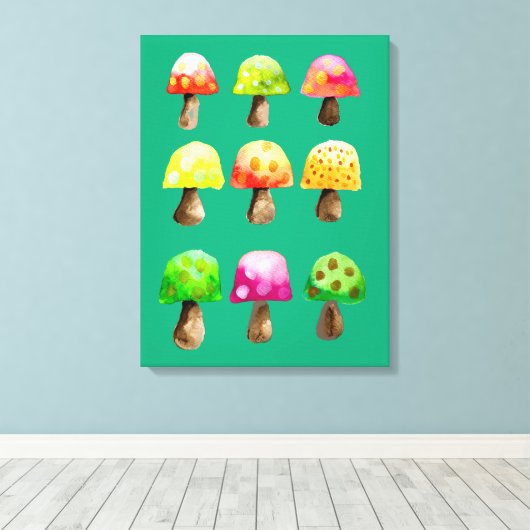 Niedliche farbenfrohe Pilze Leinwand (Insitu (Holzboden))